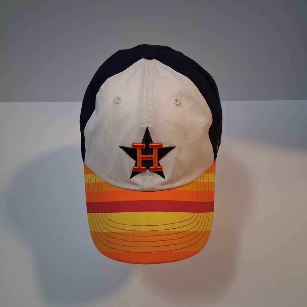 47 Brand Sundown Houston Astros Baseball Cap Navy White Rainbow Striped Visor-OS